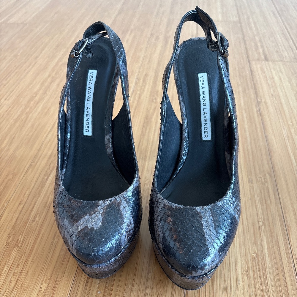 Vera Wang Lavender snakeskin heels